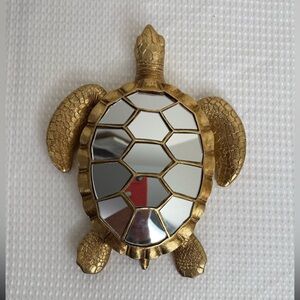 Gold Turtle Wall Decorative with Mirrored Inlays Shell
